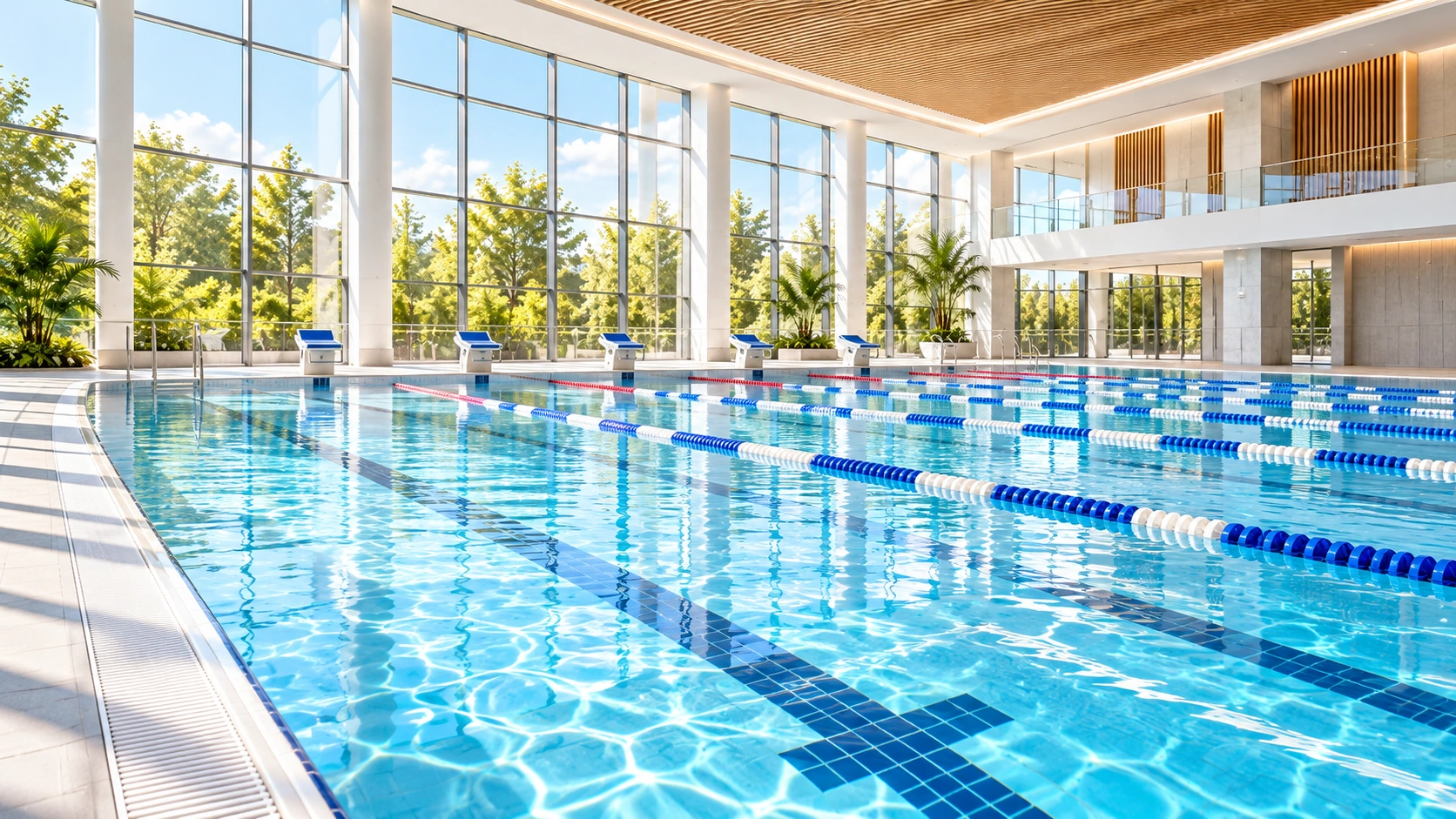 Bassin d'un centre aquatique moderne, image de démonstration